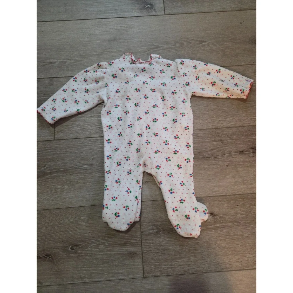 Vintage 80s Izod Lacoste Footed Baby Sleeper 12-18 lbs White Terry Cloth Snap